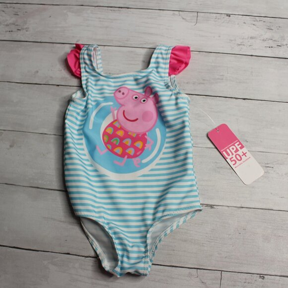 Peppa Pig Baby Girl's 1 Piece Swimsuit Size 12 Months UV UPF 50+ - Picture 1 of 6